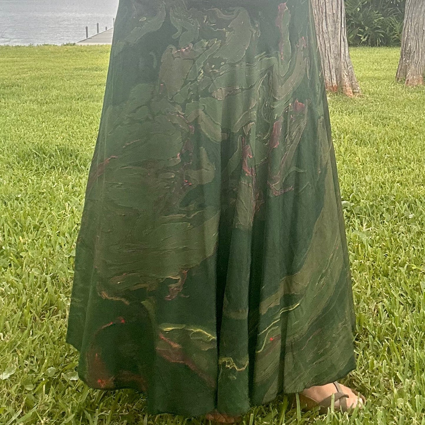 Hand-Marbled Crepe Wrap Skirt