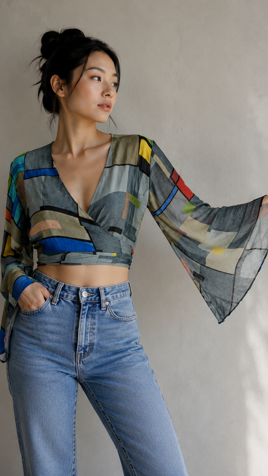 Regular Silk Wrap Top