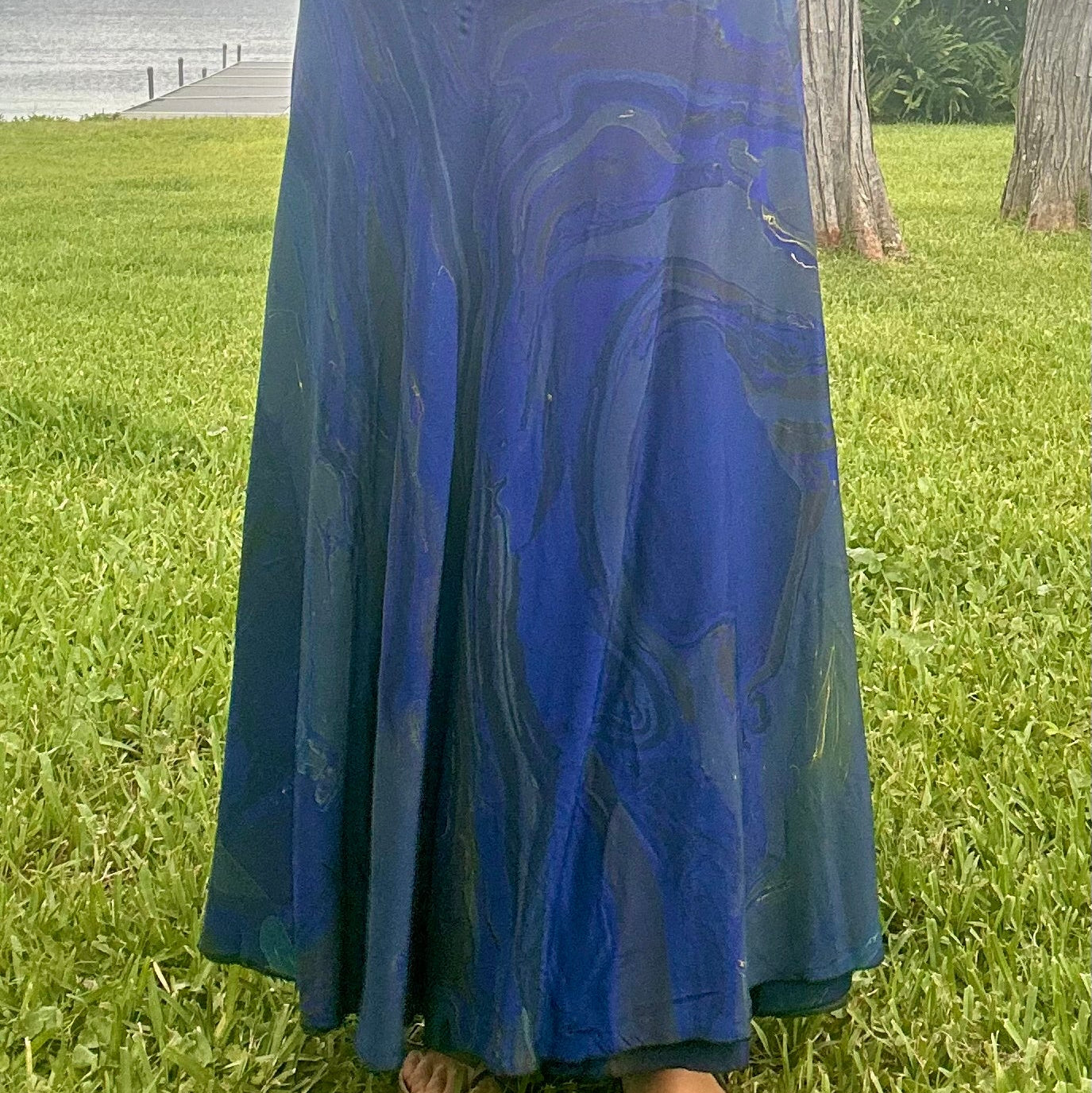 Hand-Marbled Crepe Wrap Skirt