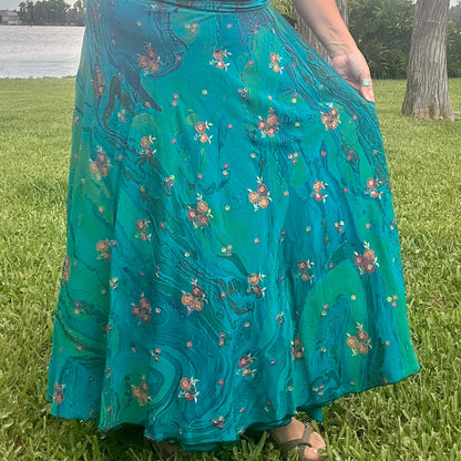 Hand-Marbled Crepe Wrap Skirt