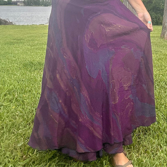 Hand-Marbled Crepe Wrap Skirt