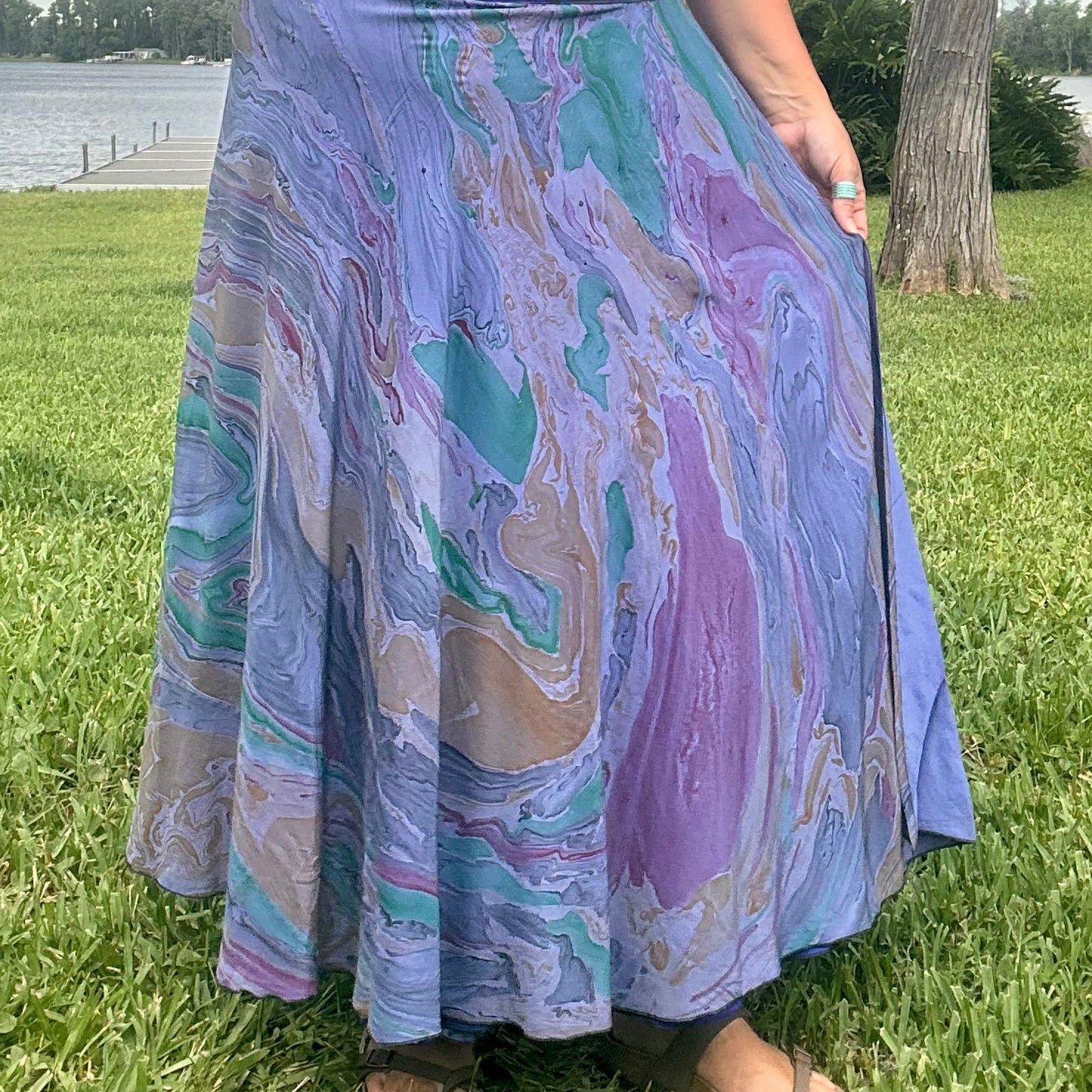 Hand-Marbled Crepe Wrap Skirt