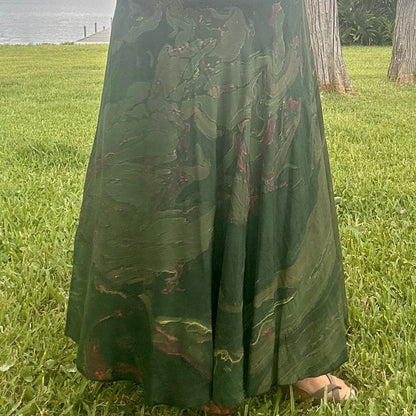 Hand-Marbled Crepe Wrap Skirt