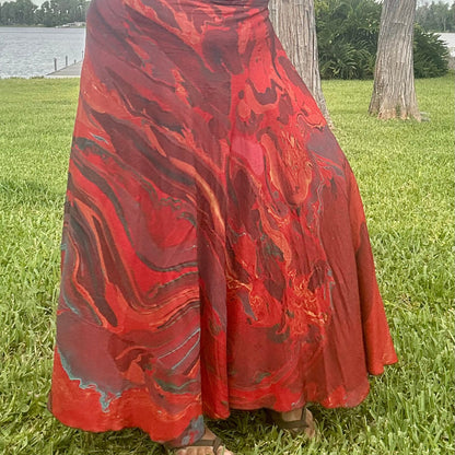 Hand-Marbled Crepe Wrap Skirt