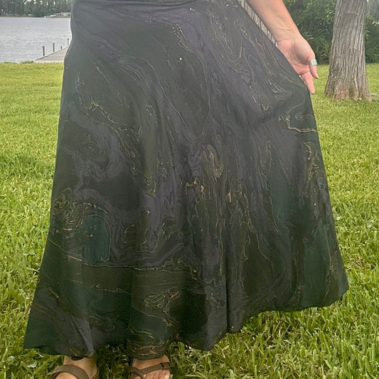 Hand-Marbled Crepe Wrap Skirt