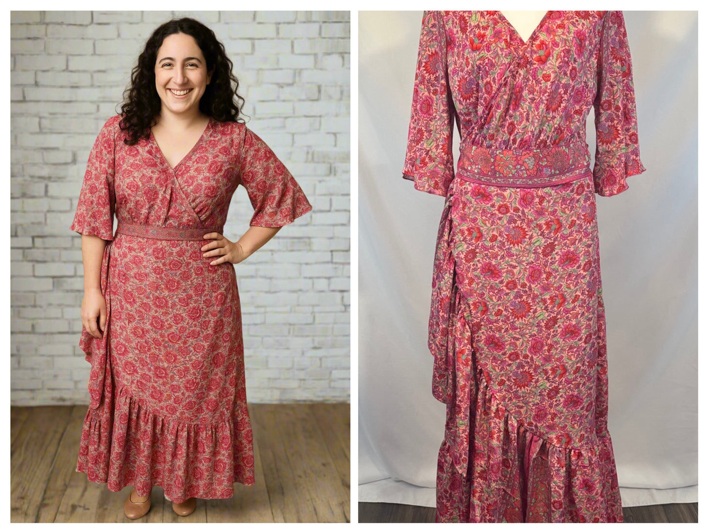 Aponi Butterfly Sleeve Wrap Dress