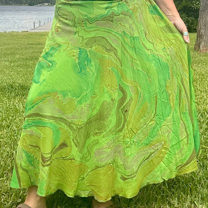 Hand-Marbled Crepe Wrap Skirt