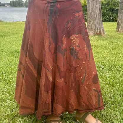 Hand-Marbled Crepe Wrap Skirt