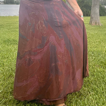 Hand-Marbled Crepe Wrap Skirt