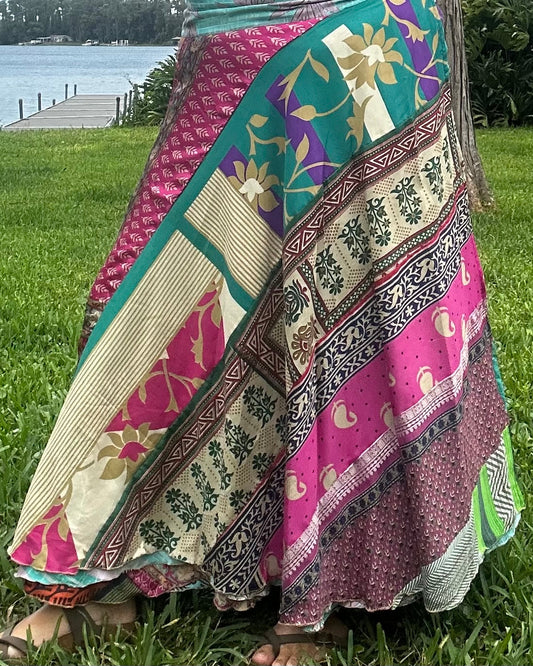 Patchwork Wrap Skirt