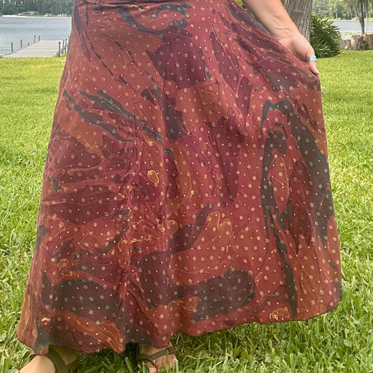 Hand-Marbled Crepe Wrap Skirt