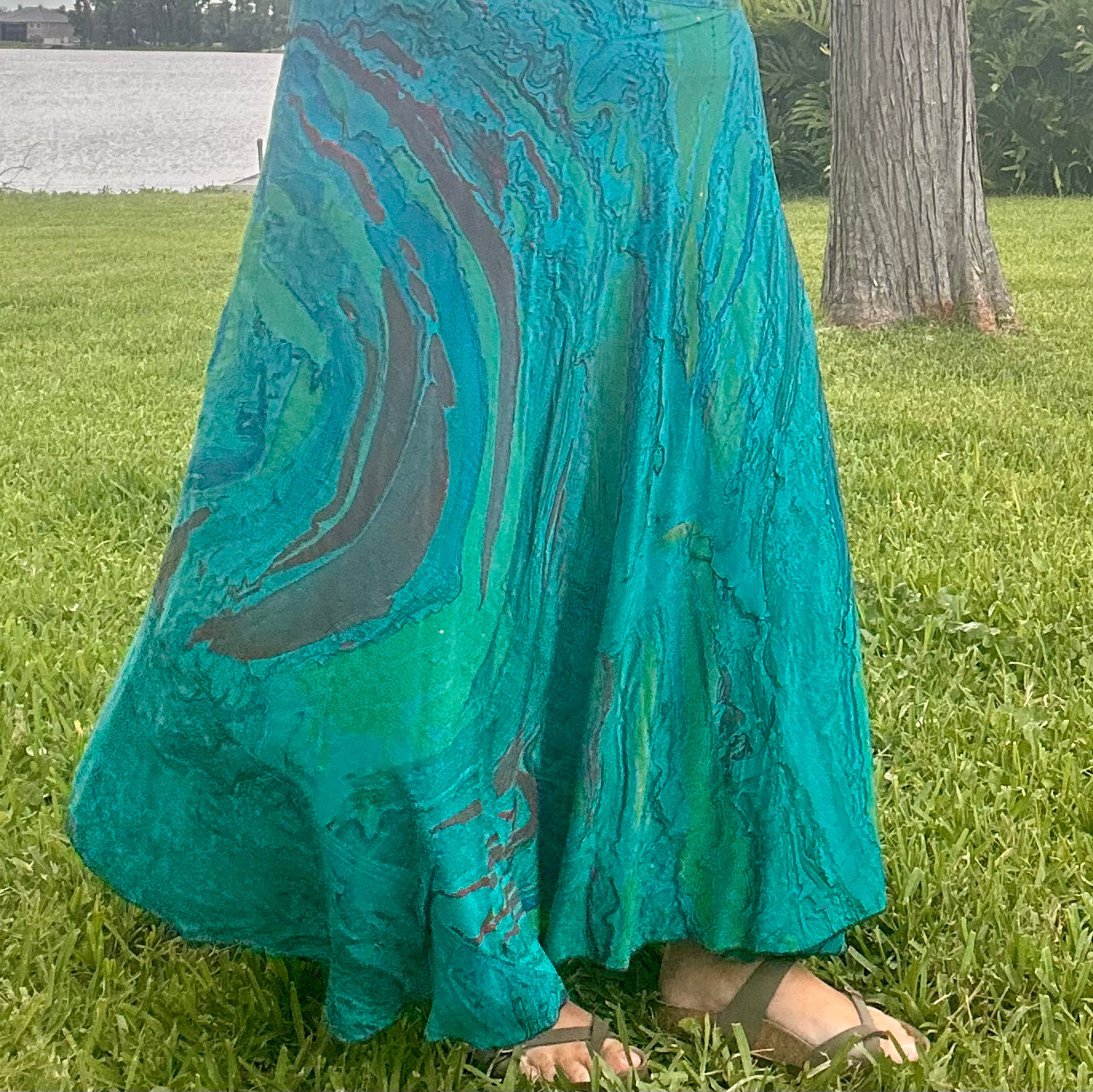 Hand-Marbled Crepe Wrap Skirt
