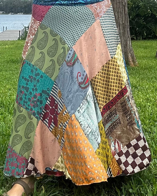 Patchwork Wrap Skirt