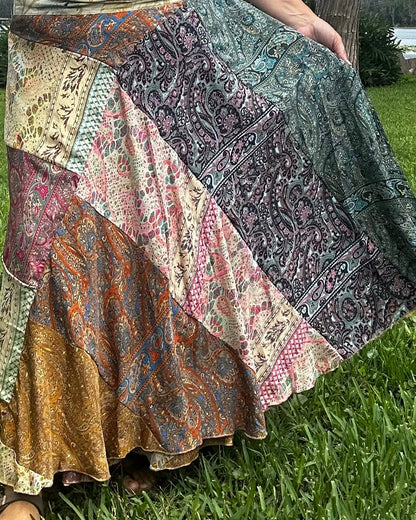 Patchwork Wrap Skirt