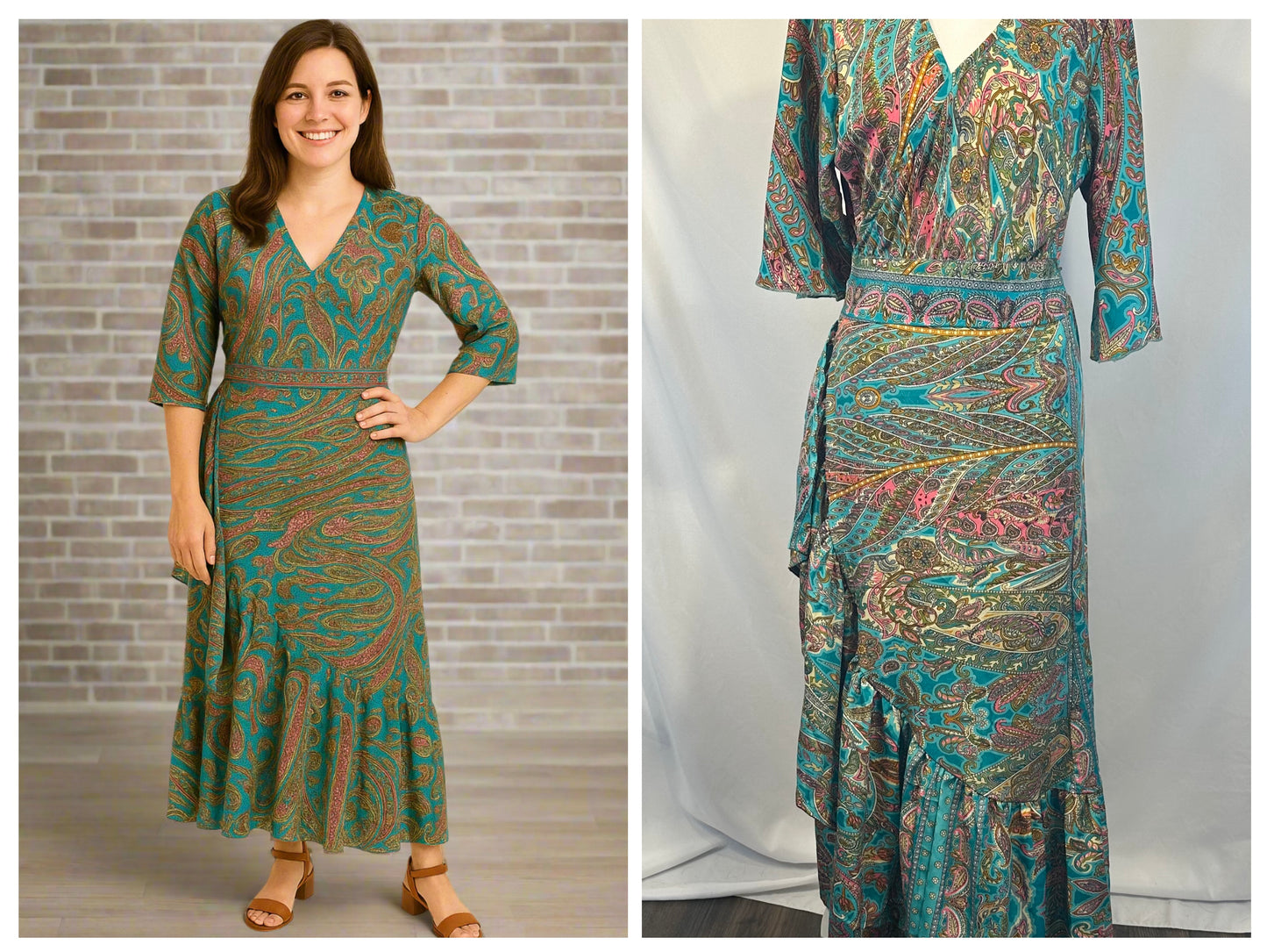 Aponi Butterfly Sleeve Wrap Dress