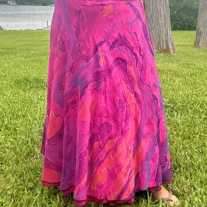 Hand-Marbled Crepe Wrap Skirt
