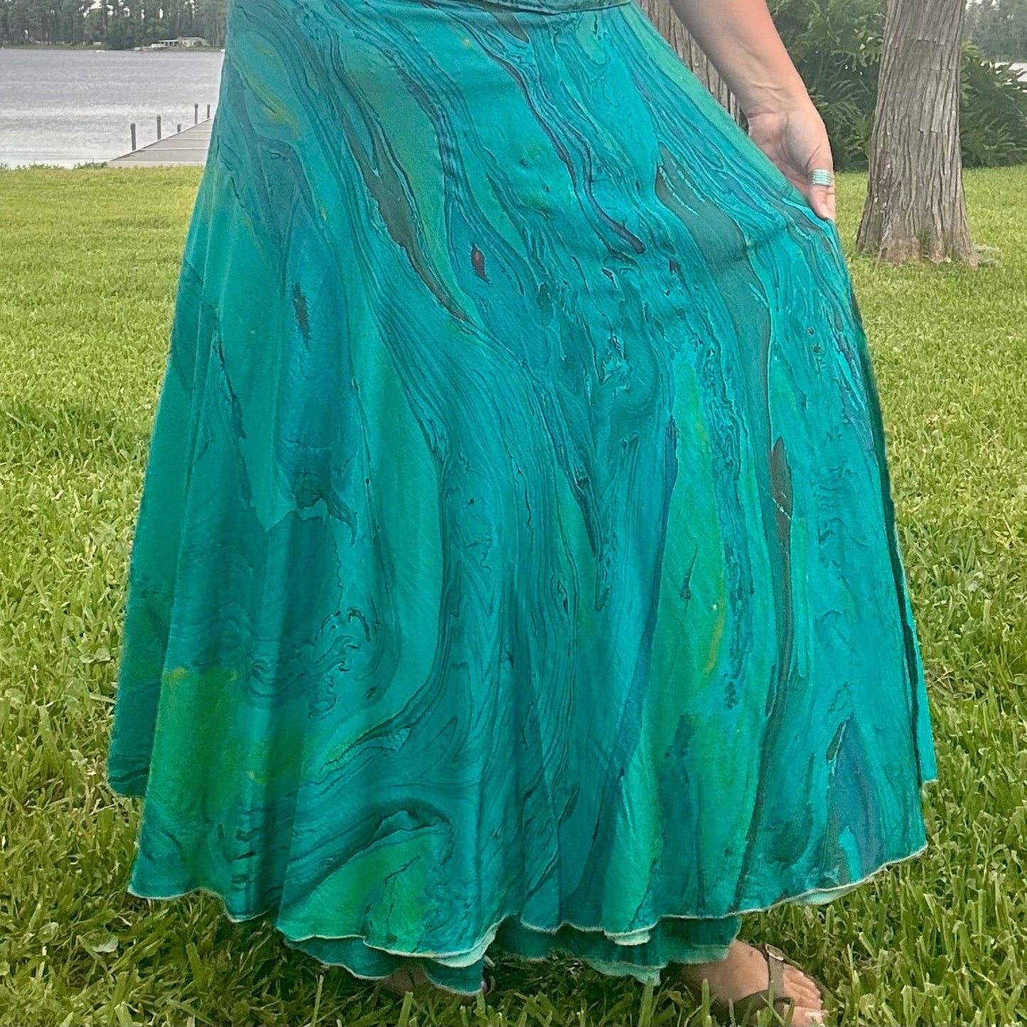 Hand-Marbled Crepe Wrap Skirt