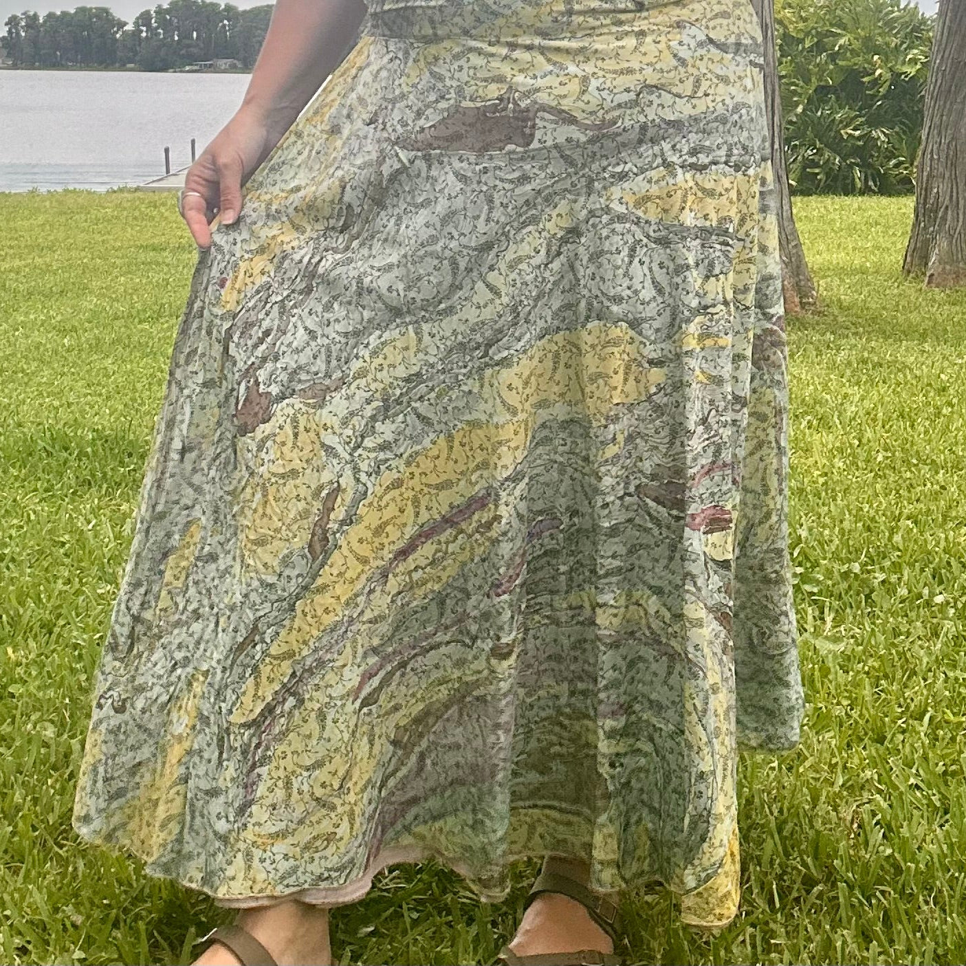 Hand-Marbled Crepe Wrap Skirt