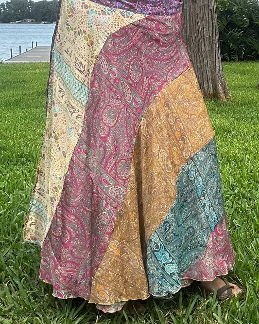 Patchwork Wrap Skirt
