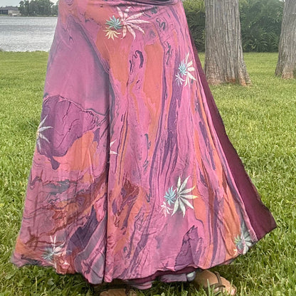 Hand-Marbled Crepe Wrap Skirt