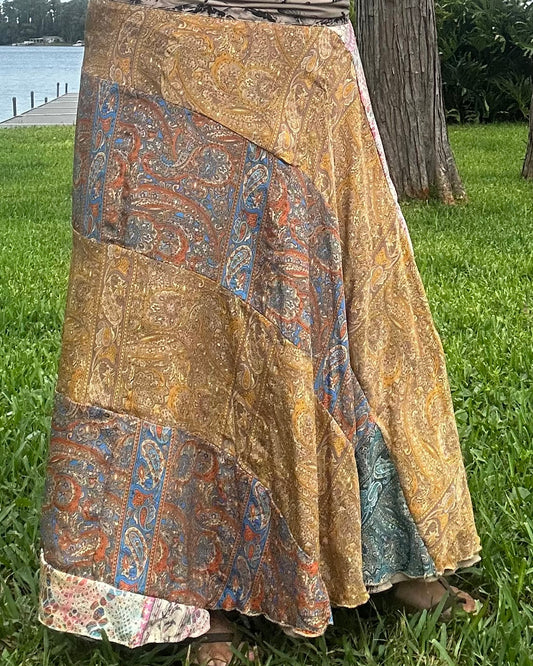 Patchwork Wrap Skirt