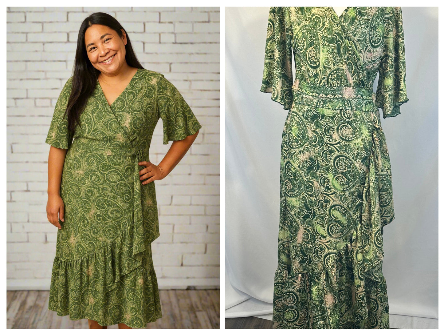 Aponi Butterfly Sleeve Wrap Dress