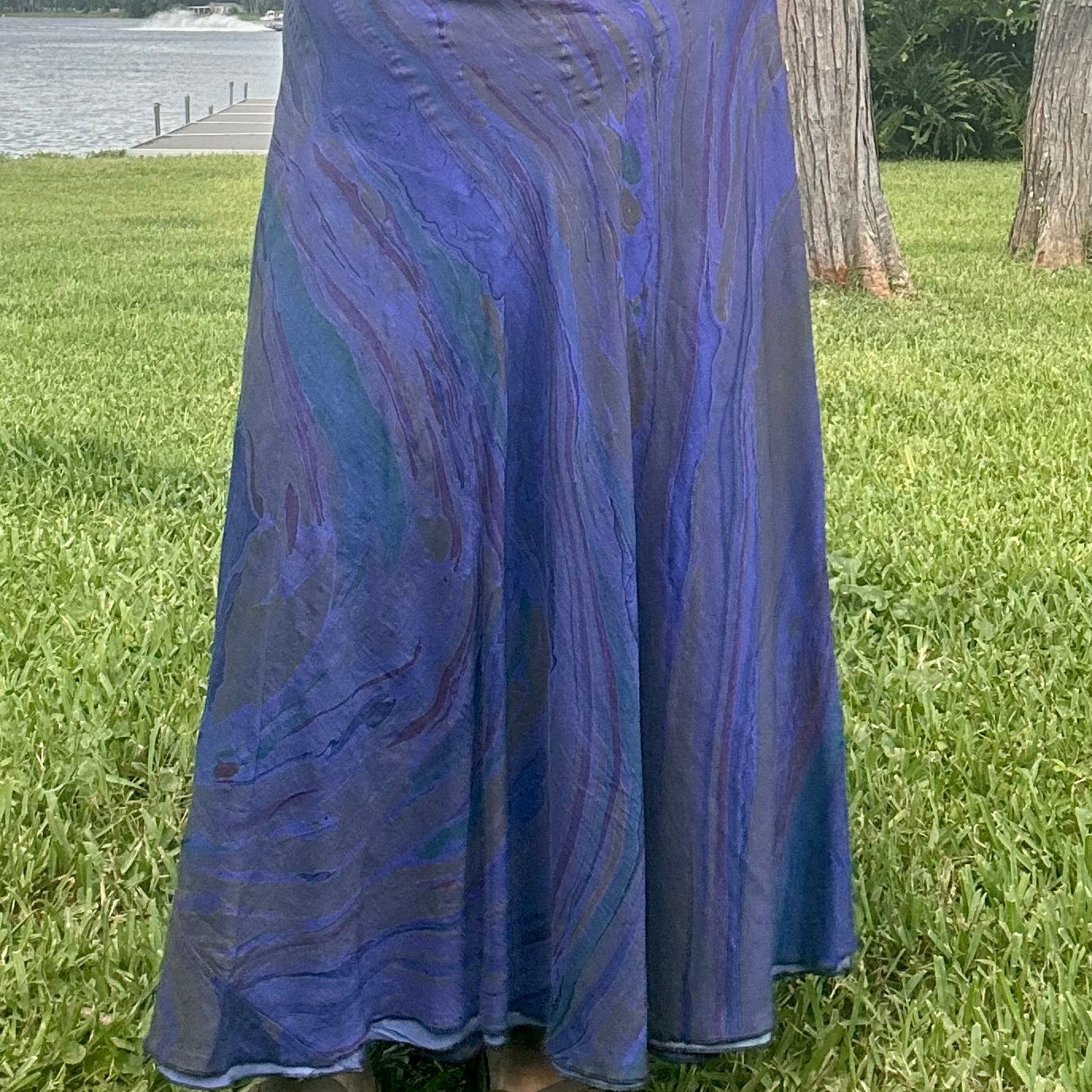 Hand-Marbled Crepe Wrap Skirt