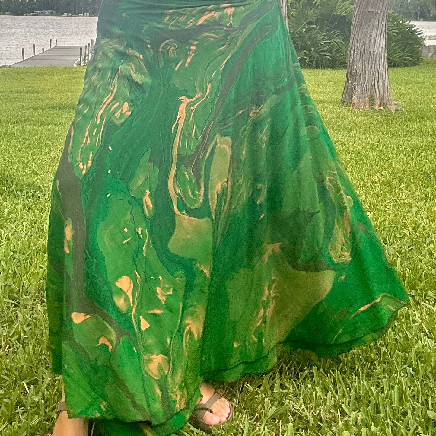 Hand-Marbled Crepe Wrap Skirt