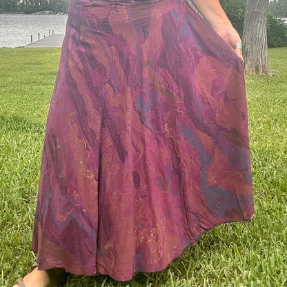 Hand-Marbled Crepe Wrap Skirt
