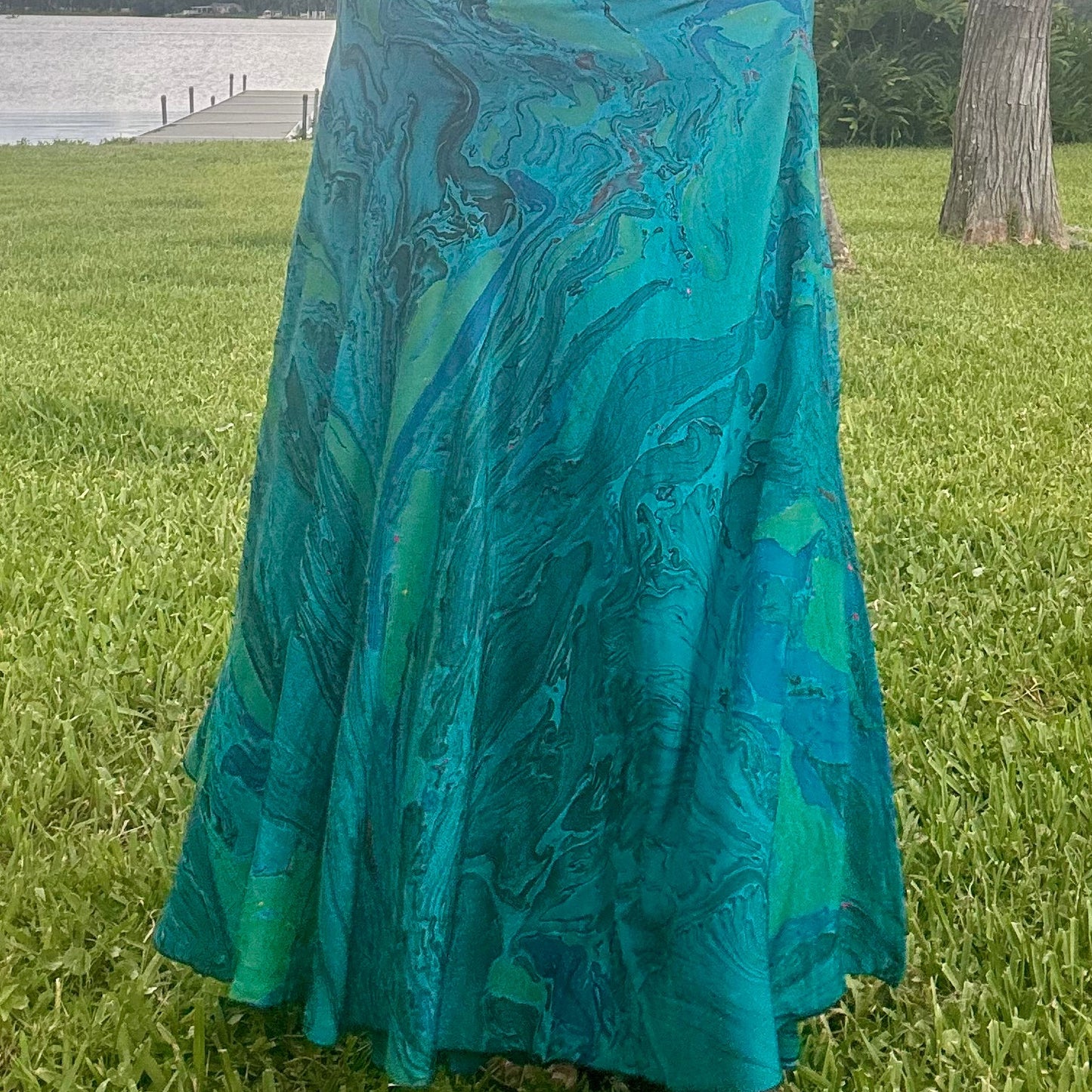 Hand-Marbled Crepe Wrap Skirt