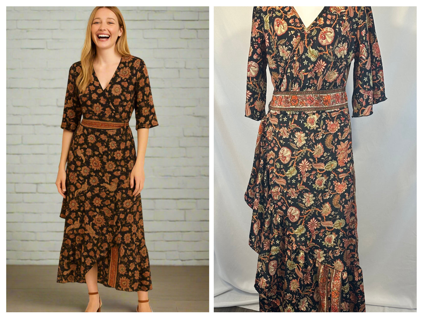 Aponi Butterfly Sleeve Wrap Dress