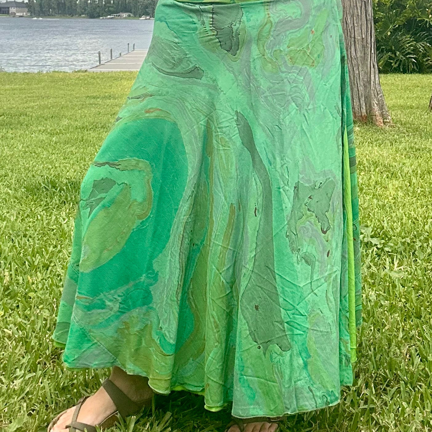 Hand-Marbled Crepe Wrap Skirt