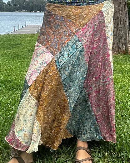 Patchwork Wrap Skirt