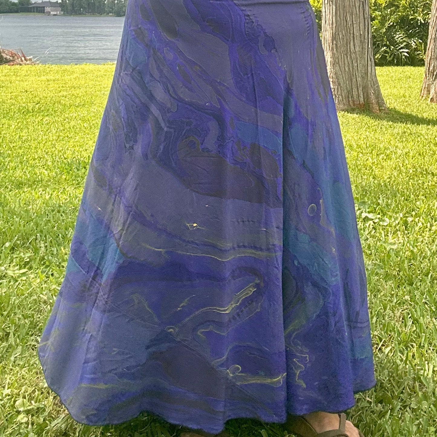 Hand-Marbled Crepe Wrap Skirt