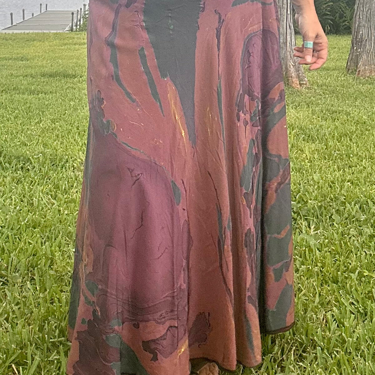 Hand-Marbled Crepe Wrap Skirt