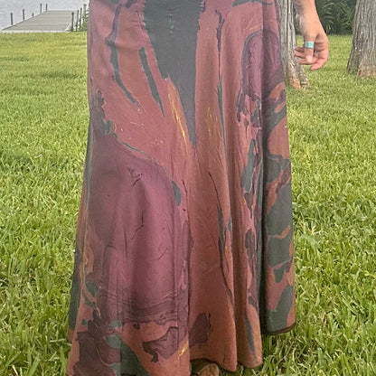 Hand-Marbled Crepe Wrap Skirt