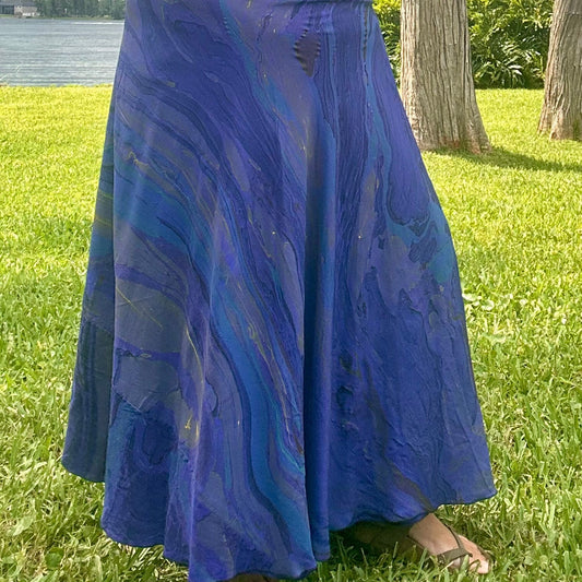 Hand-Marbled Crepe Wrap Skirt