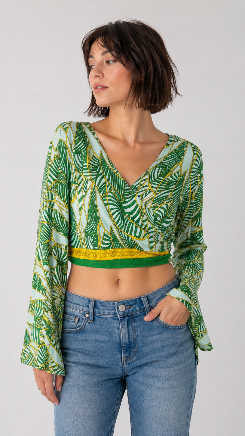 Plus Size Silk Wrap Top