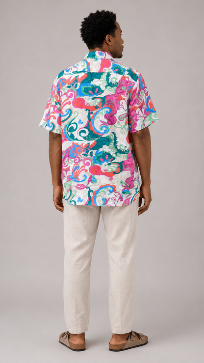 Men's Short Sleeve Silk Shirt