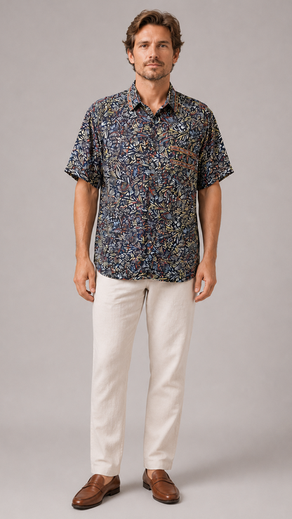 Men's Short Sleeve Silk Shirt