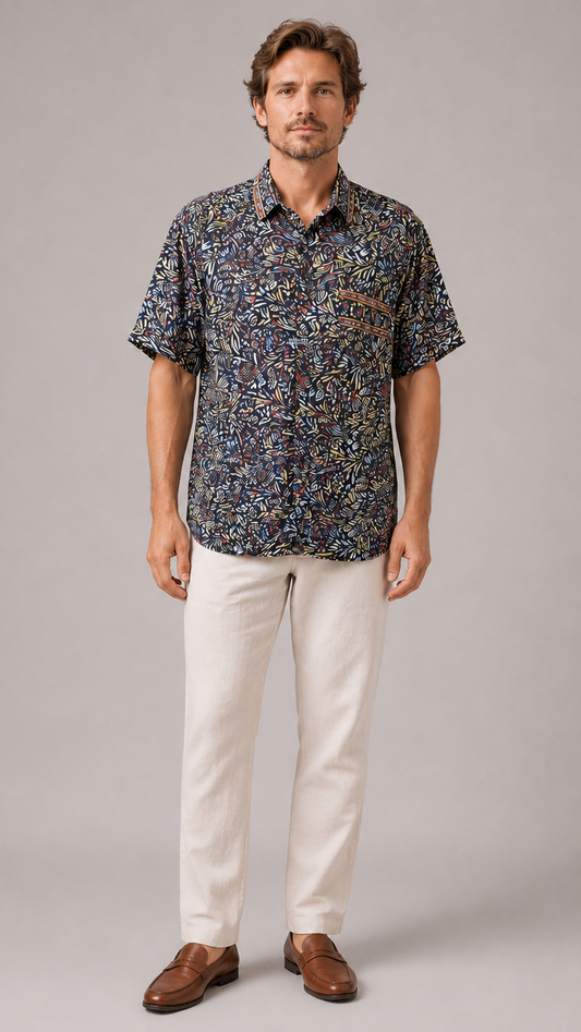 Men's Short Sleeve Silk Shirt