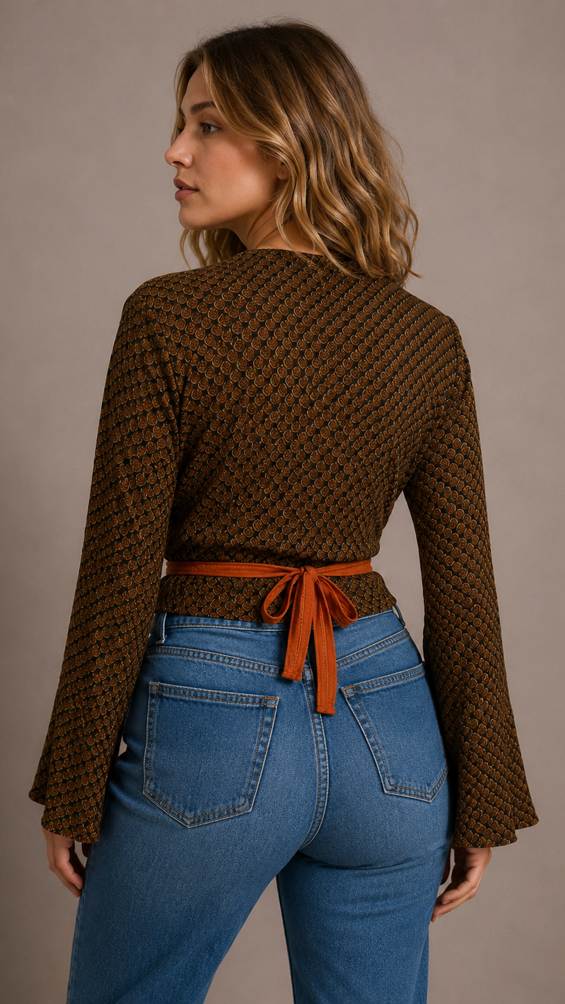 Plus Size Silk Wrap Top