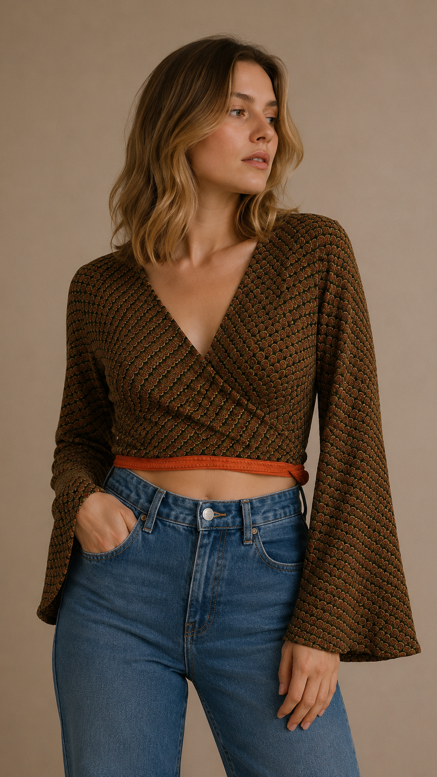 Plus Size Silk Wrap Top