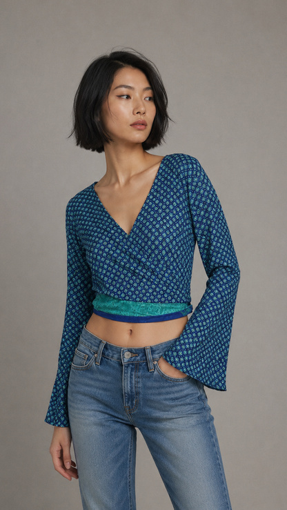Plus Size Silk Wrap Top
