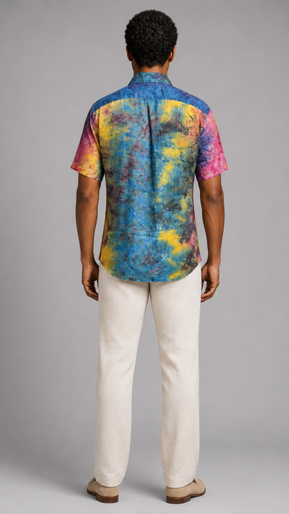 Men's Short Sleeve Silk Shirt