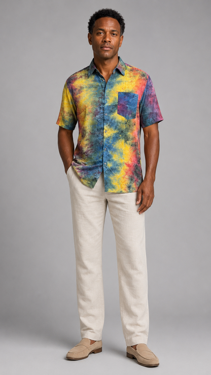 Men's Short Sleeve Silk Shirt