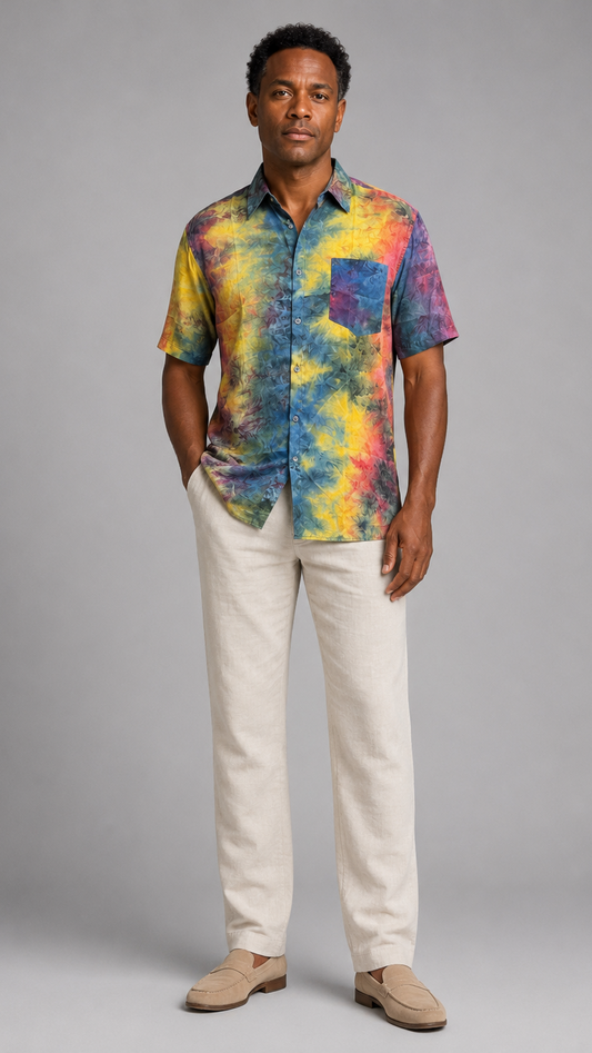 Men's Short Sleeve Silk Shirt