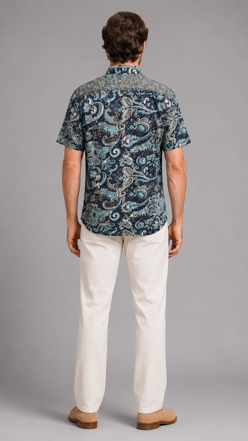 Men's Short Sleeve Silk Shirt