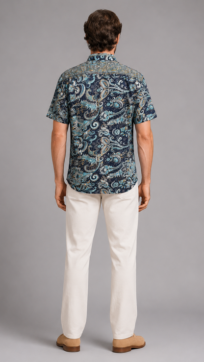Men's Short Sleeve Silk Shirt