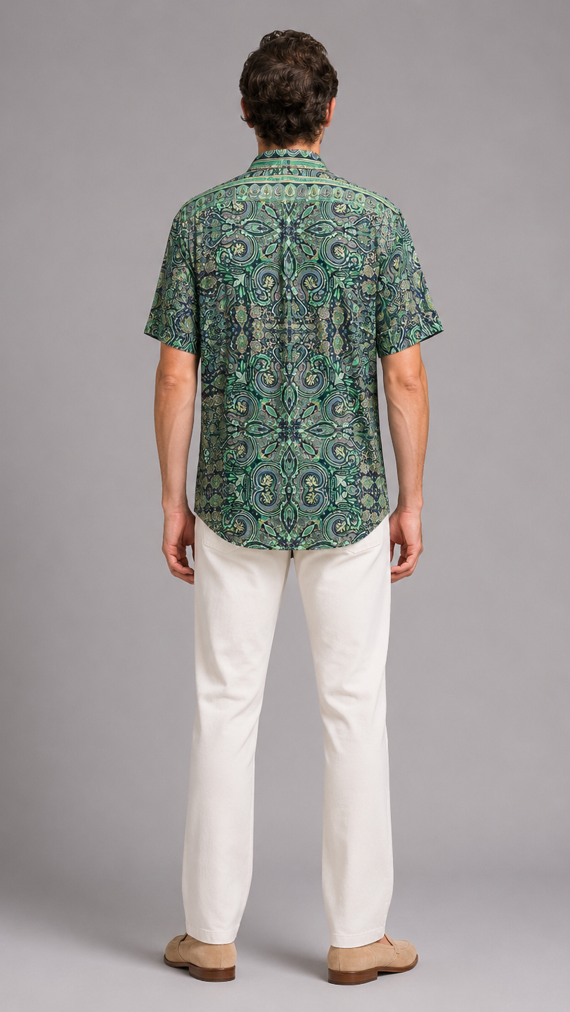 Men's Short Sleeve Silk Shirt